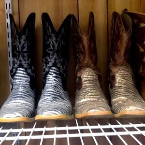 Roper boots size 8, gold and silver